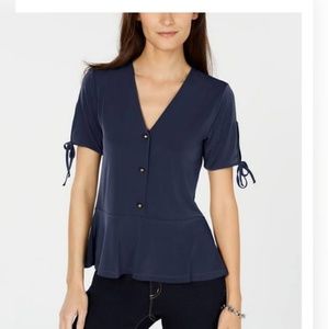 Michael Kors peplum tie sleeve top NWT